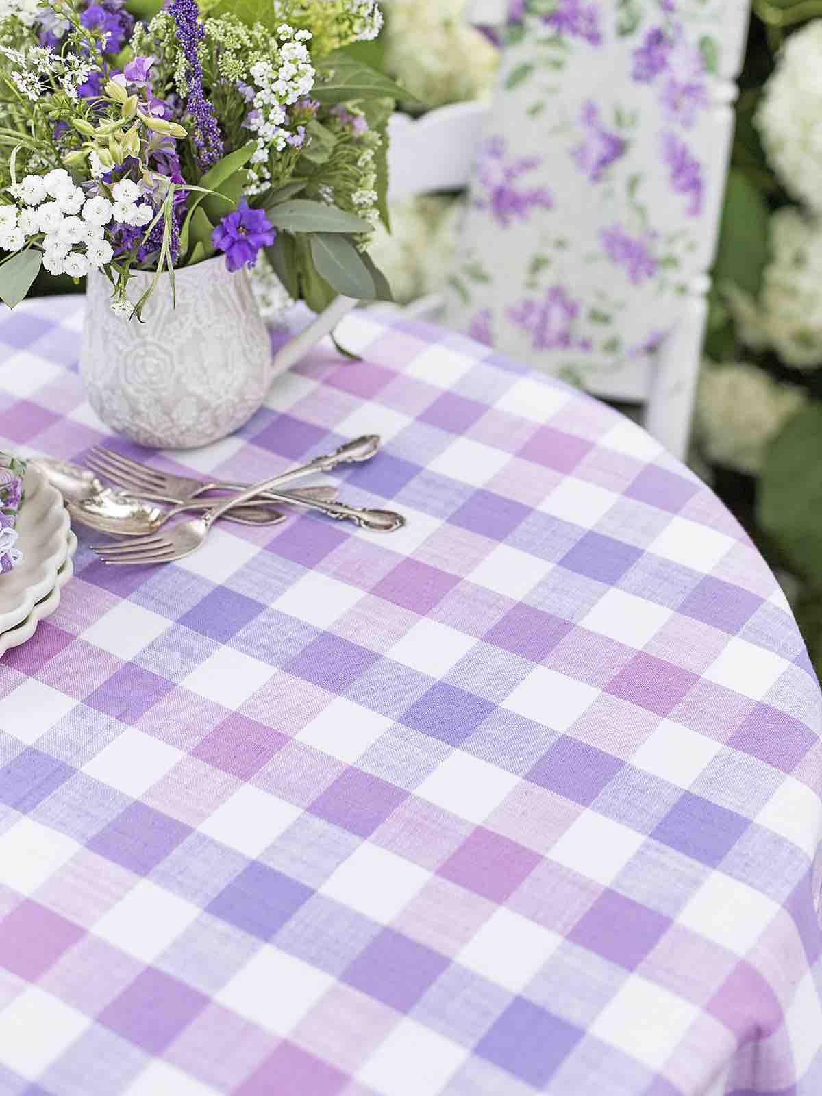 April Cornell 60x90" Tablecloth | Lilac Plaid Lavender