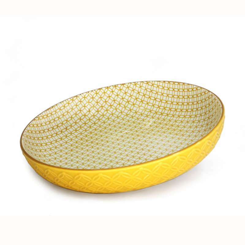 BIA Textured Shallow Bowl | Yellow