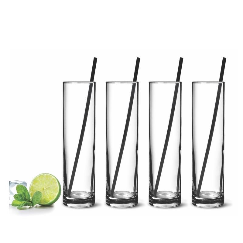 Mojito Glasses with Steel Straws | Set of 4