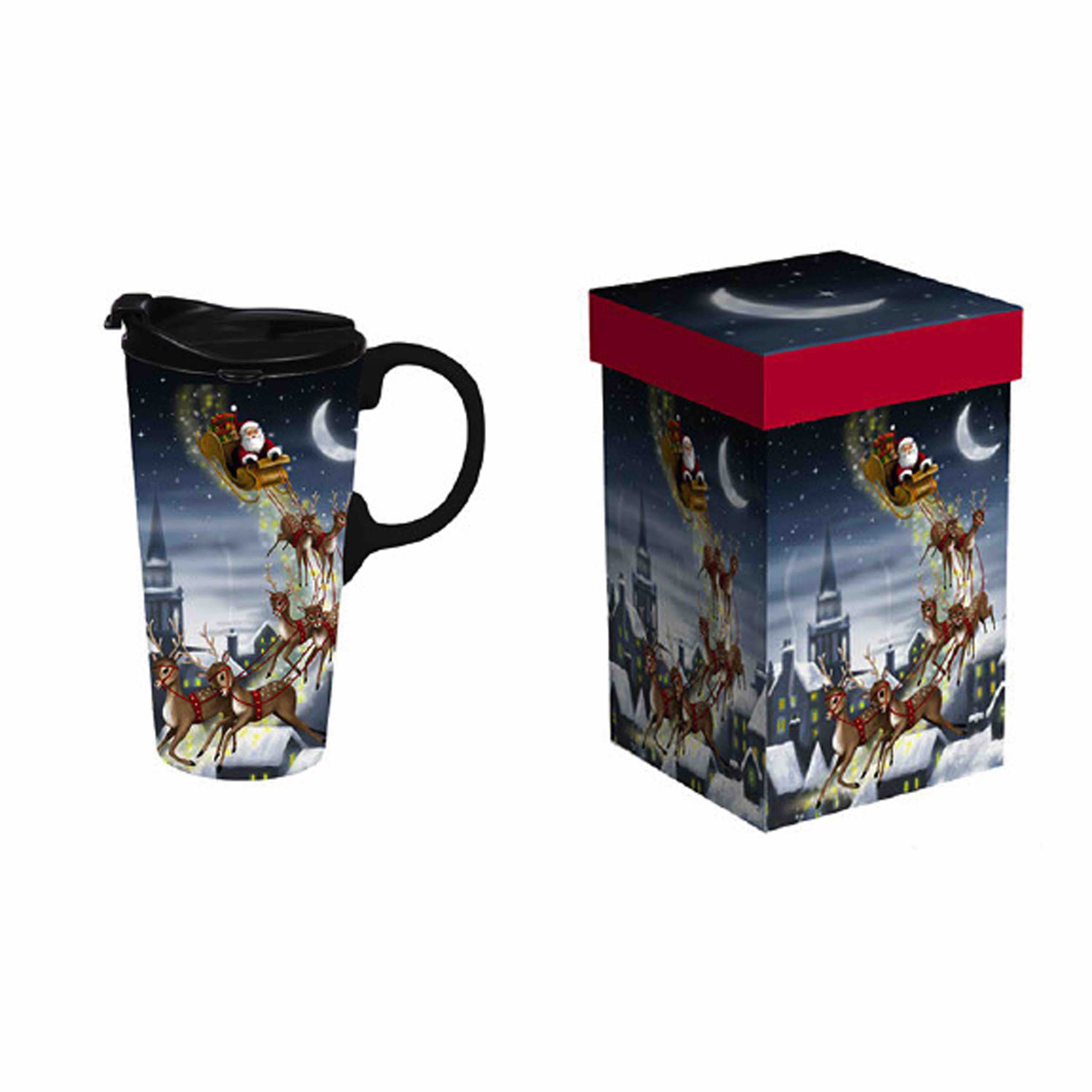 Ceramic Travel Mug | Santa & Reindeer