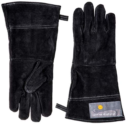 Grill Gloves | 15" Leather BBQ Mitts | Set of 2