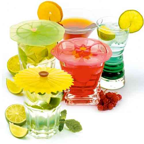 Hibiscus Silicone Drink Covers/X-Small Lids | Set of 2